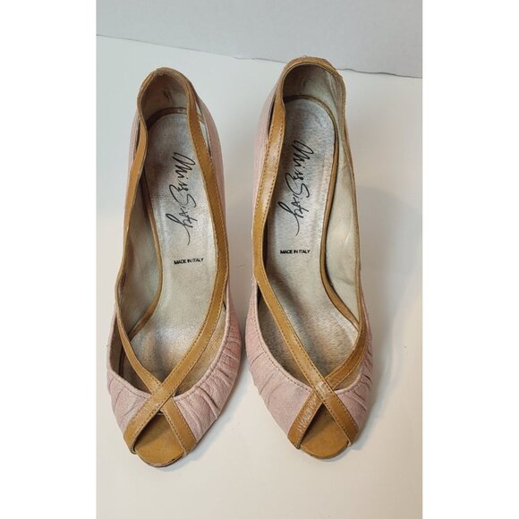 Miss Sixty Peep Toe Slip On Leather Heels Size 9 - Picture 2 of 7